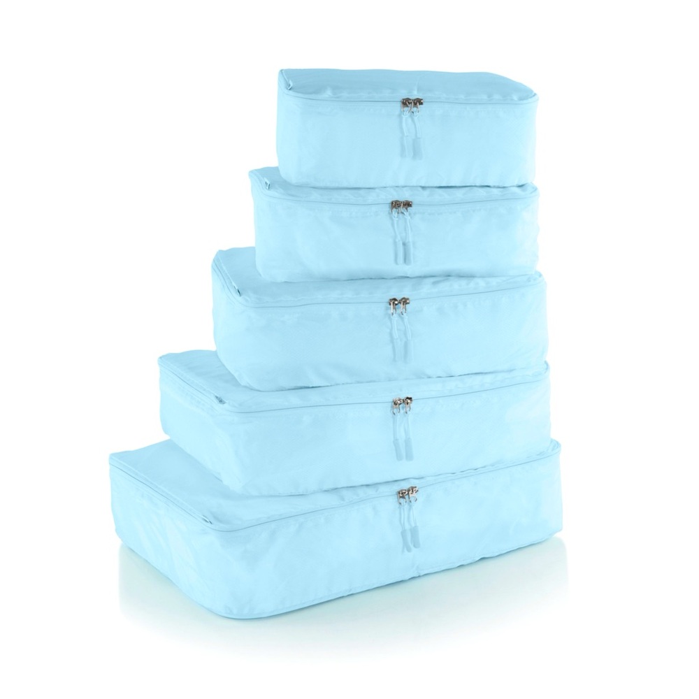 Heys Powder Blue Nesting Storage Cubes with Zipper Closures